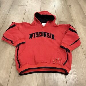 Wisconsin Badgers Sweatshirt Hoodie Youth S Red Velvet Letters NCAA‎ Mighty Mac